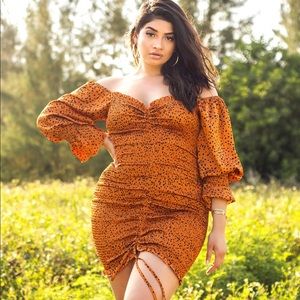 Polka Dot Smocked Long Sleeve Midi Dress